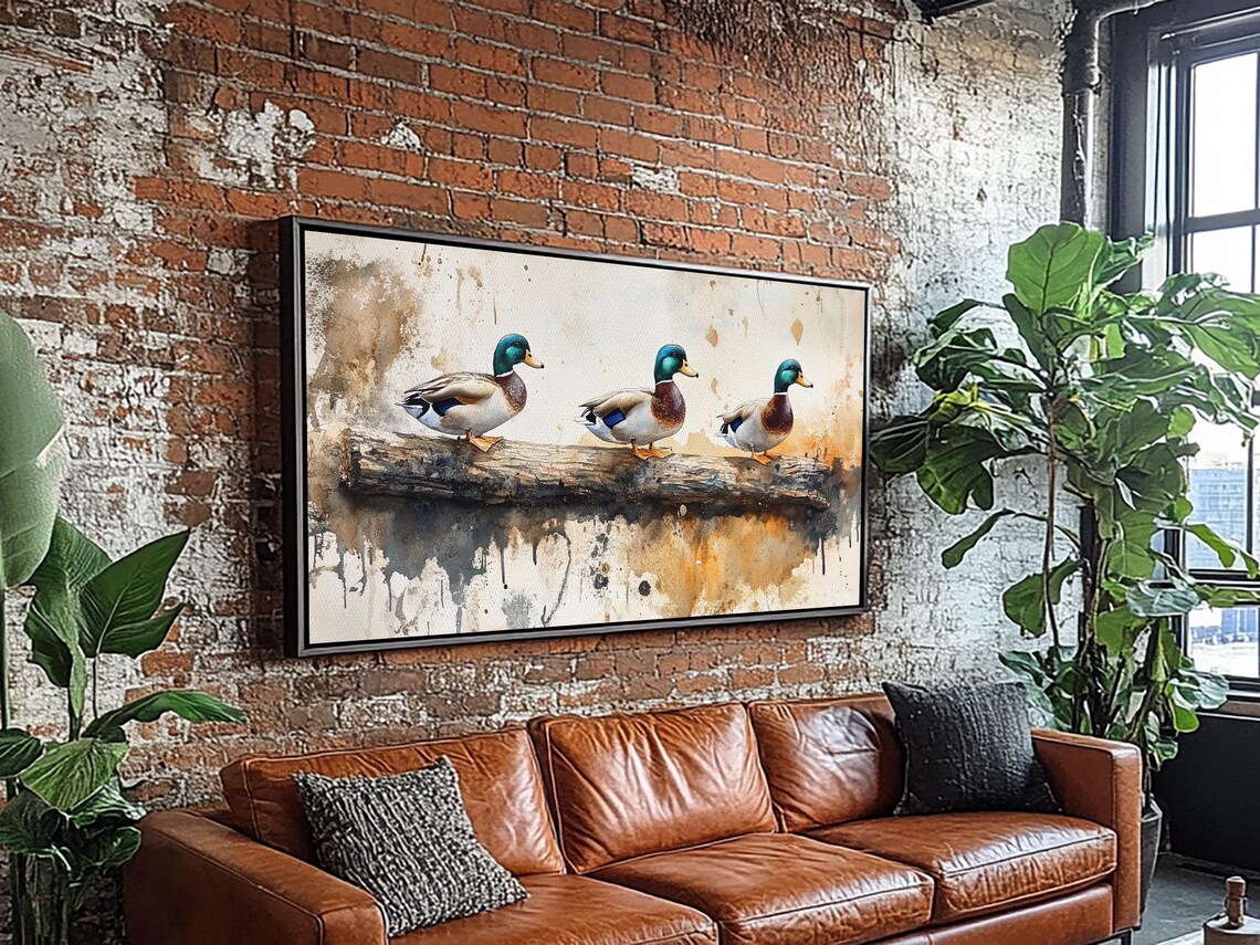 Rustic Ducks on a Log, Meadow Nature Art Print - Image 5