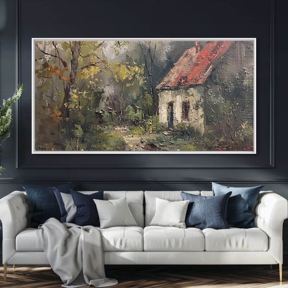 Rustic Cottage Autumn Forest Fall Foliage Impasto Painting Art Poster - Image 5