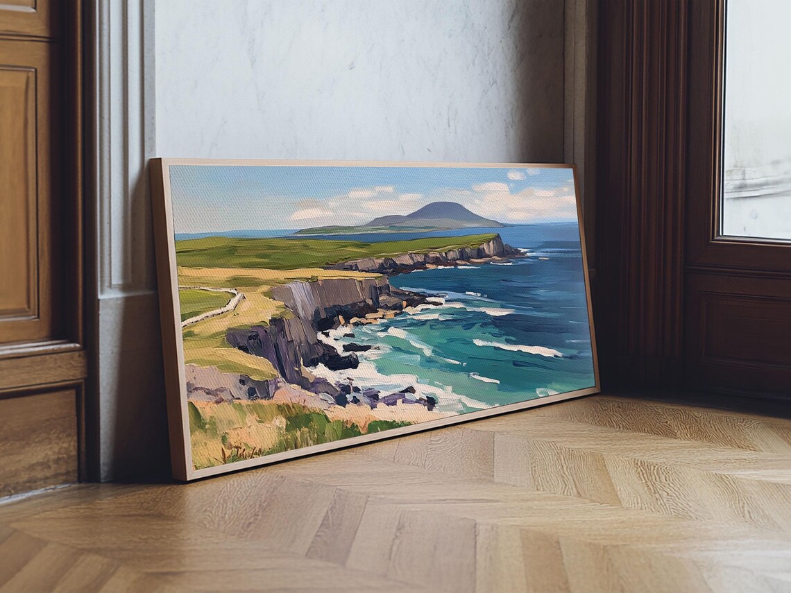 Cliffs of Moher Abstract Landscape Painting Art Print - Image 3