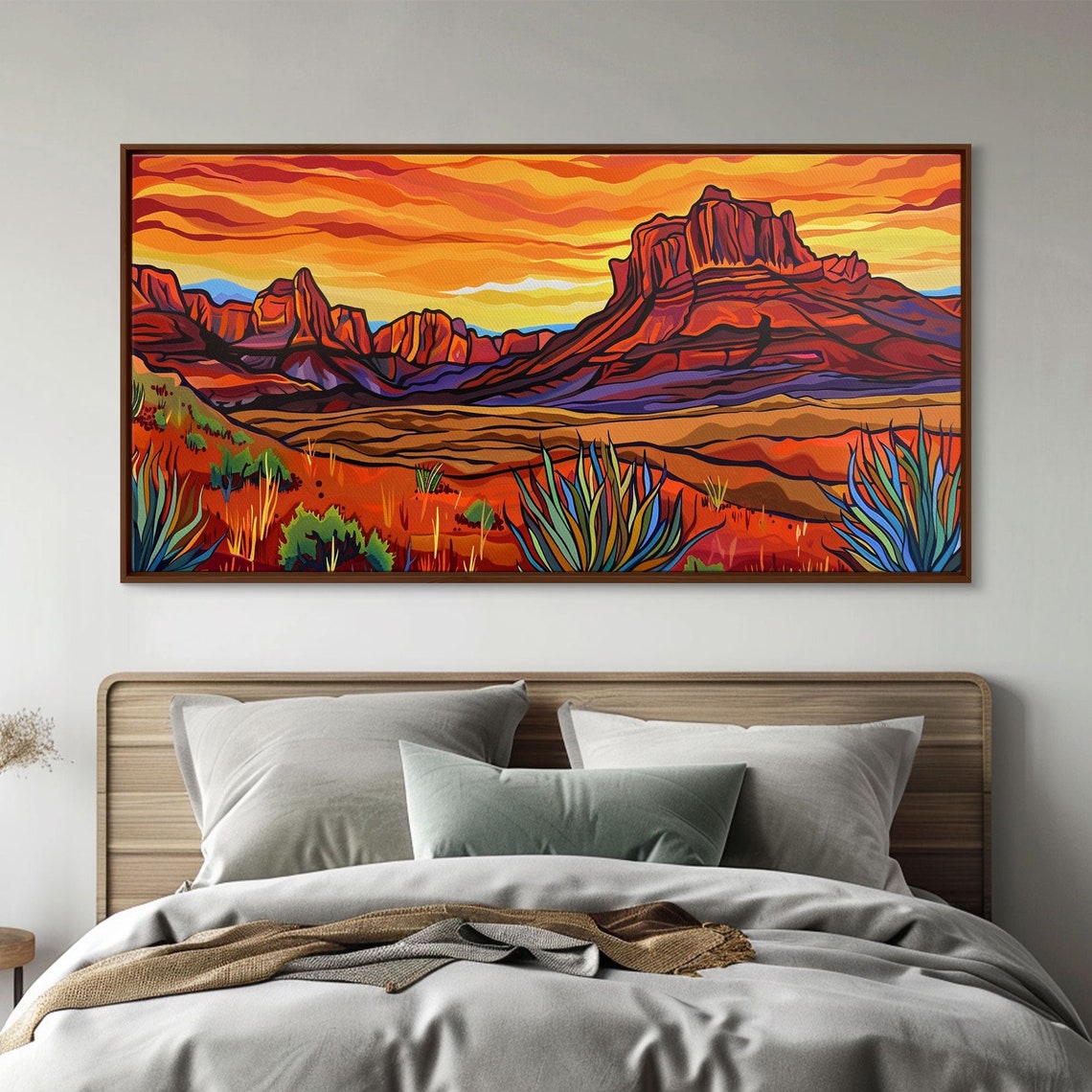 Red Rock Mesa Sunset Desert Stylized Landscape Painting Art Poster - Image 2