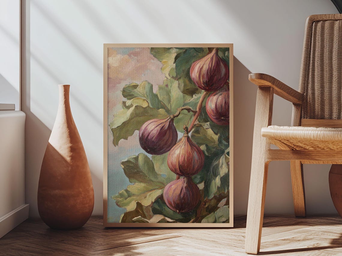 Ripe Figs On The Vine Oil Painting Botanical Kitchen Wall Poster - Image 4