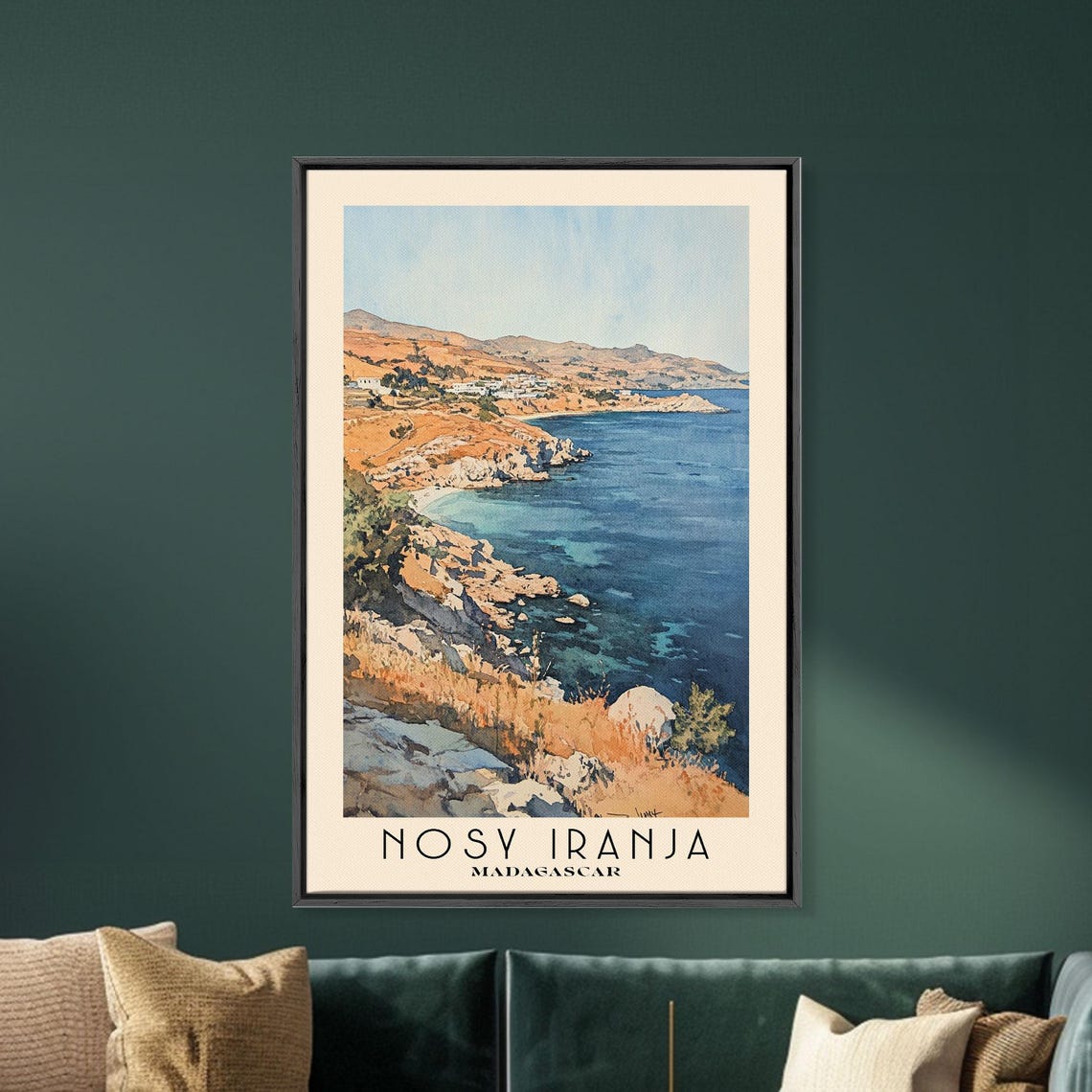 Nosy Iranja Madagascar Ochre Cliffs Turquoise Cove Watercolor Poster - Image 5