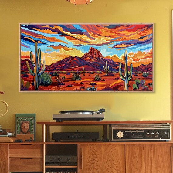 Serene Desert Sunset With Water Reflection Framed Print For Bedroom Art Ideal For Boho And Southwestern Decor