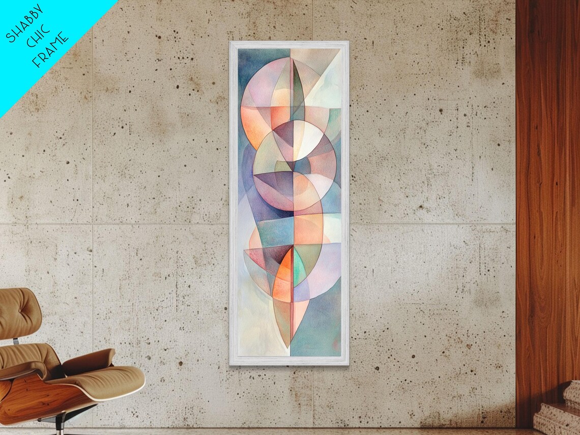 Pastel Geometric Circles Mid Century Modern Abstract Watercolor Art Poster - Image 2
