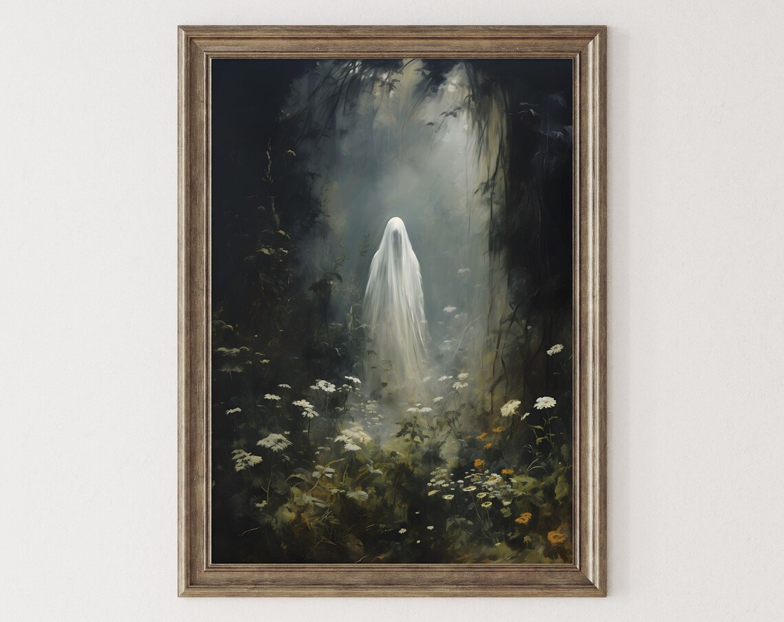 Spooky Sheet Ghost Misty Forest Dark Moody Halloween Wall Poster - Image 6