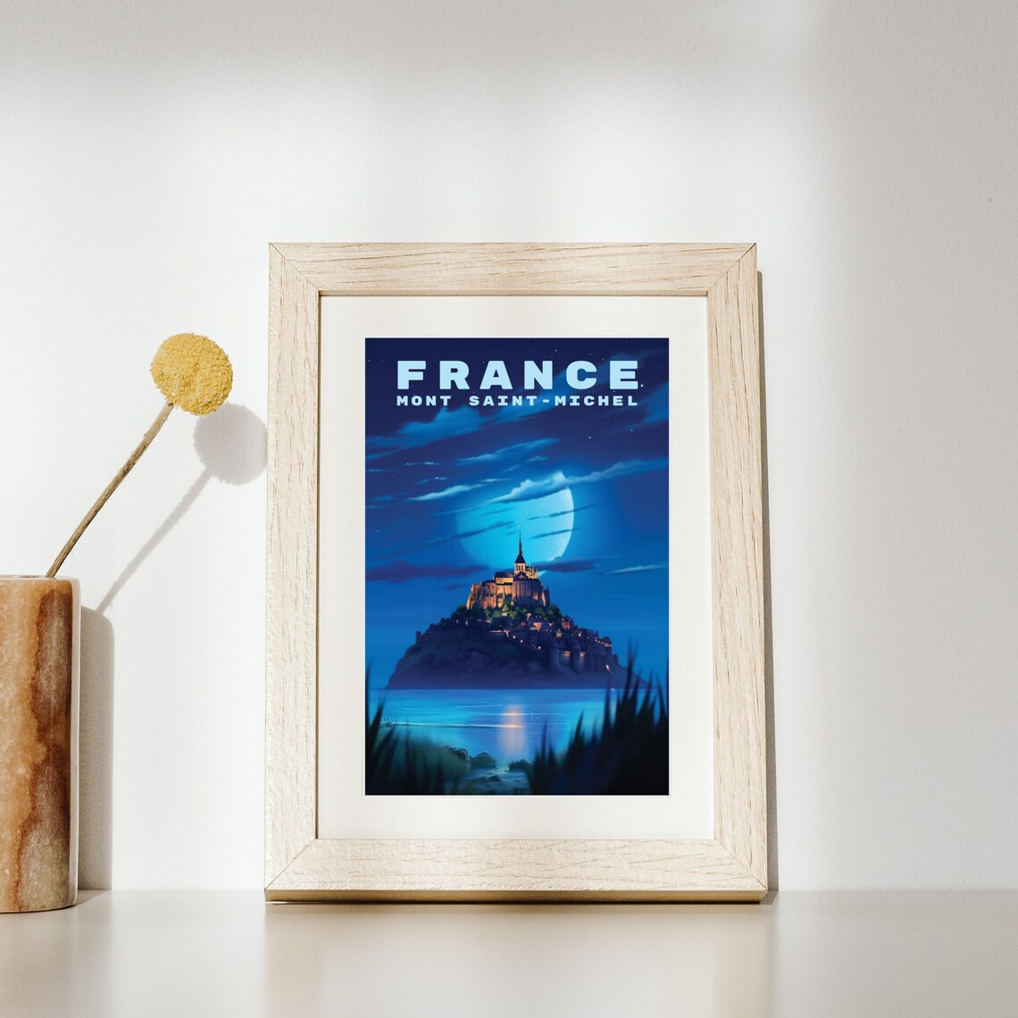 Enchanting Moonlit Mont Saint-Michel France Night Travel Poster - Image 2