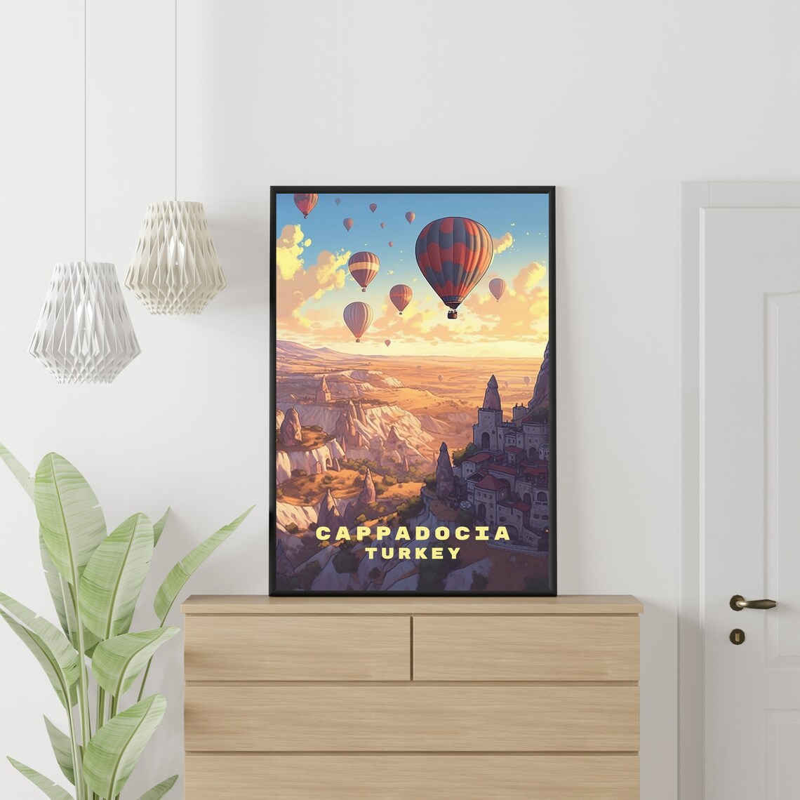 Cappadocia Turkey Hot Air Balloons Over Sunrise Valleys Travel Poster