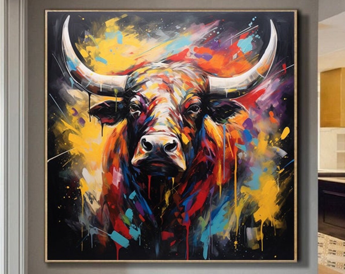Bull Abstract Art Print, Abstract Modern Animal