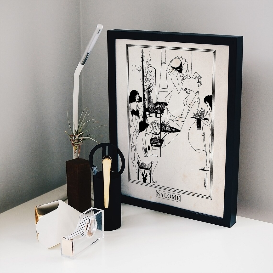 Aubrey Beardsley Salome Art Nouveau Black and White Illustration Art Print - Image 3