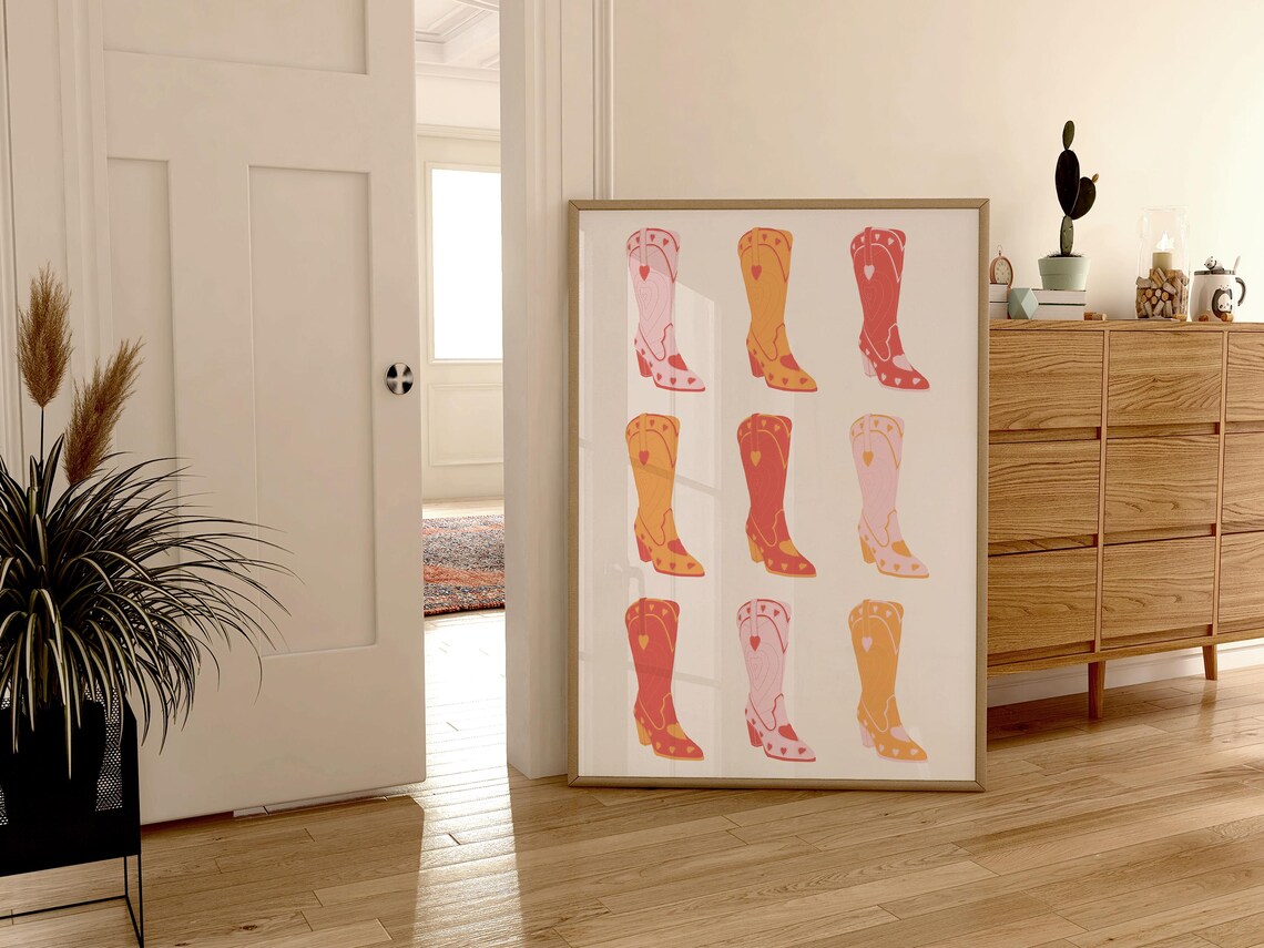 Cowboy Boots Boho Western Art Print