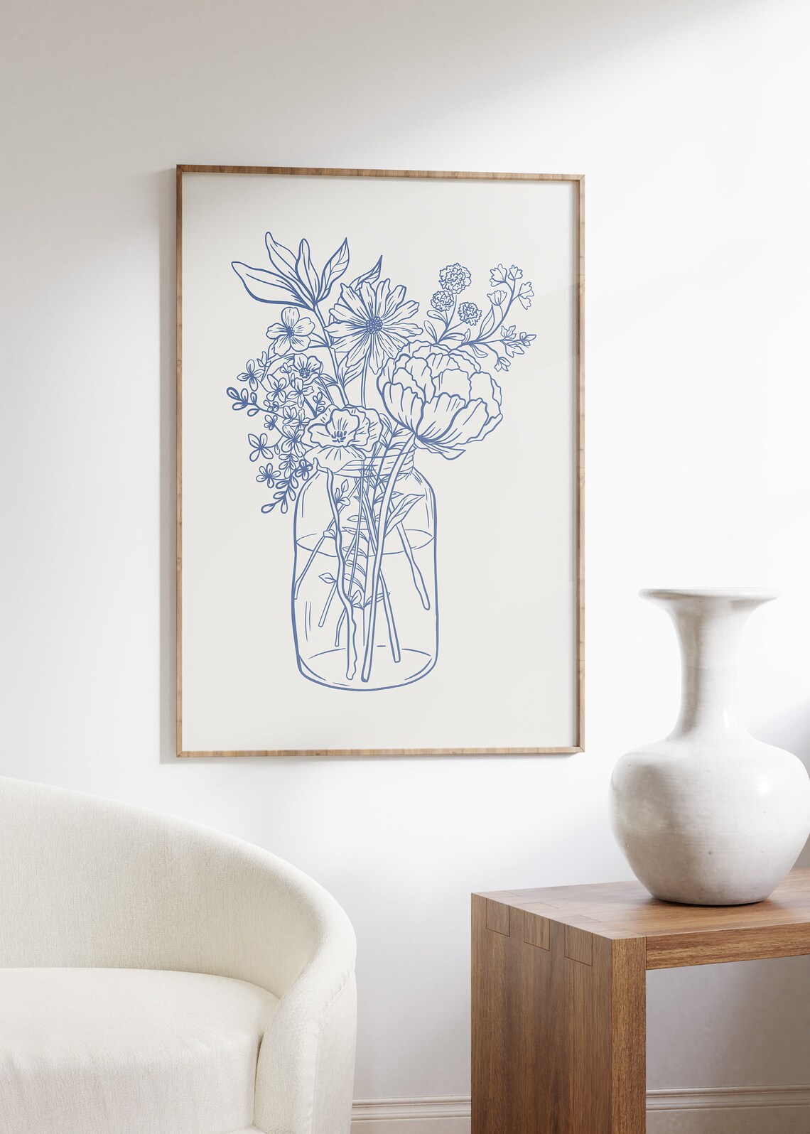 Blue Flower Botanical Print, Bohemian Aesthetic - Image 2