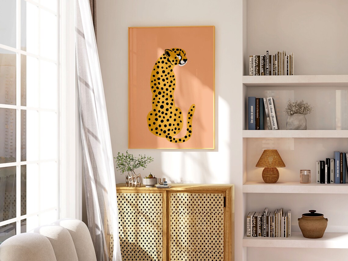 Cheetah Print Peach Leopard Boho Art Print - Image 3