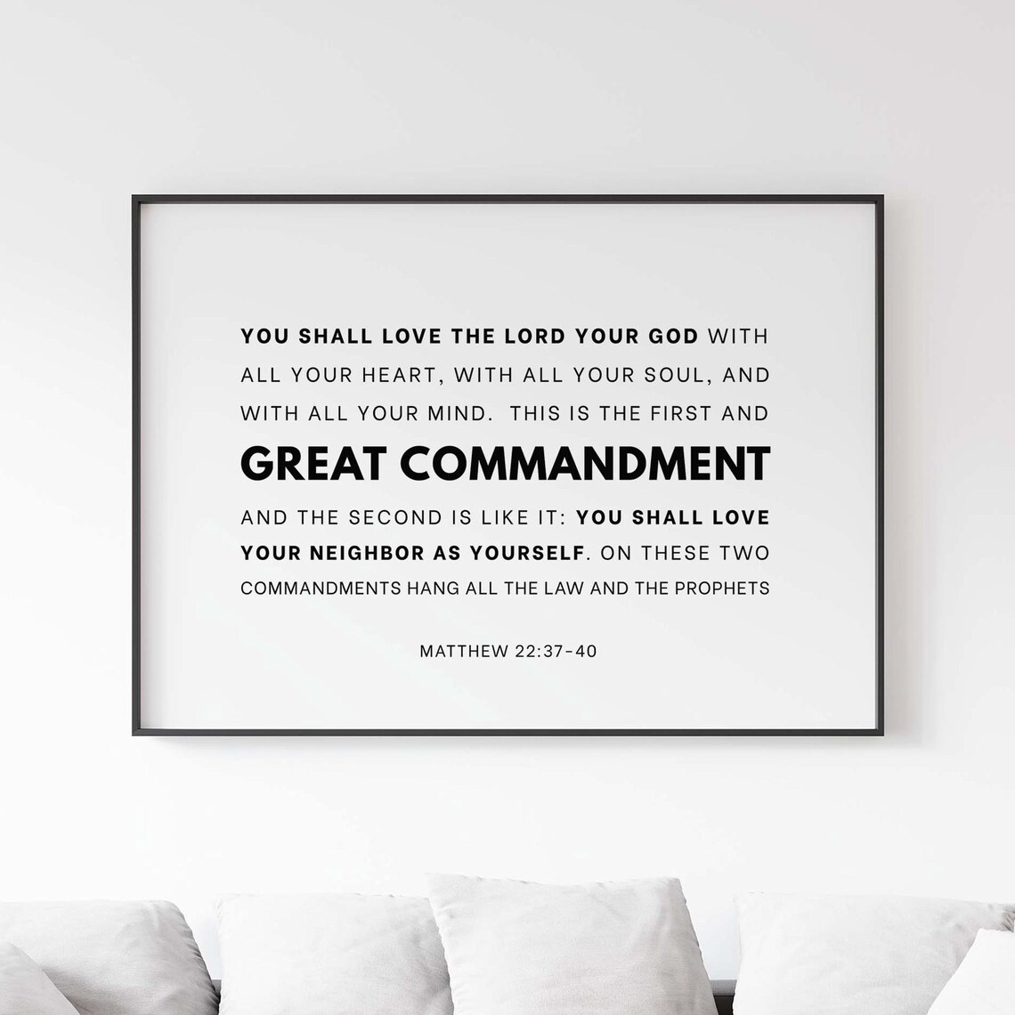 Matthew 22:36-40 NKJV Love God People Art Print