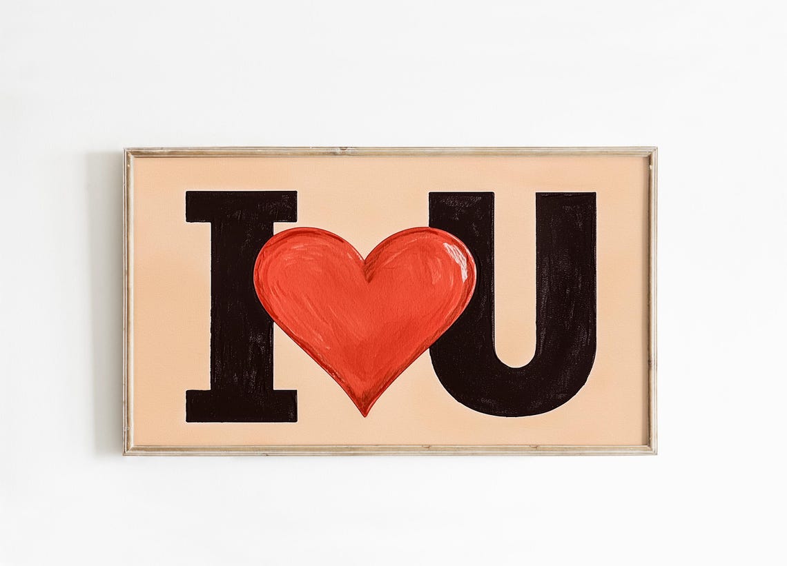 I Heart You Love Typography Bold Red Heart Pop Art Style Poster