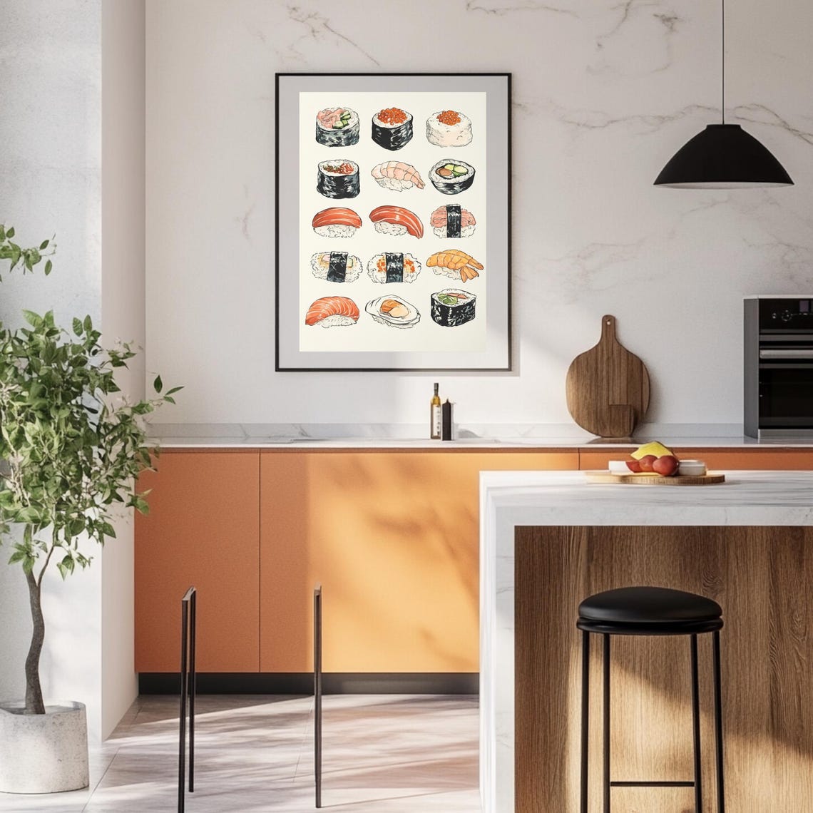 Sushi Sampler Illustration Poster with Hand-Drawn Nigiri Varieties - Image 2