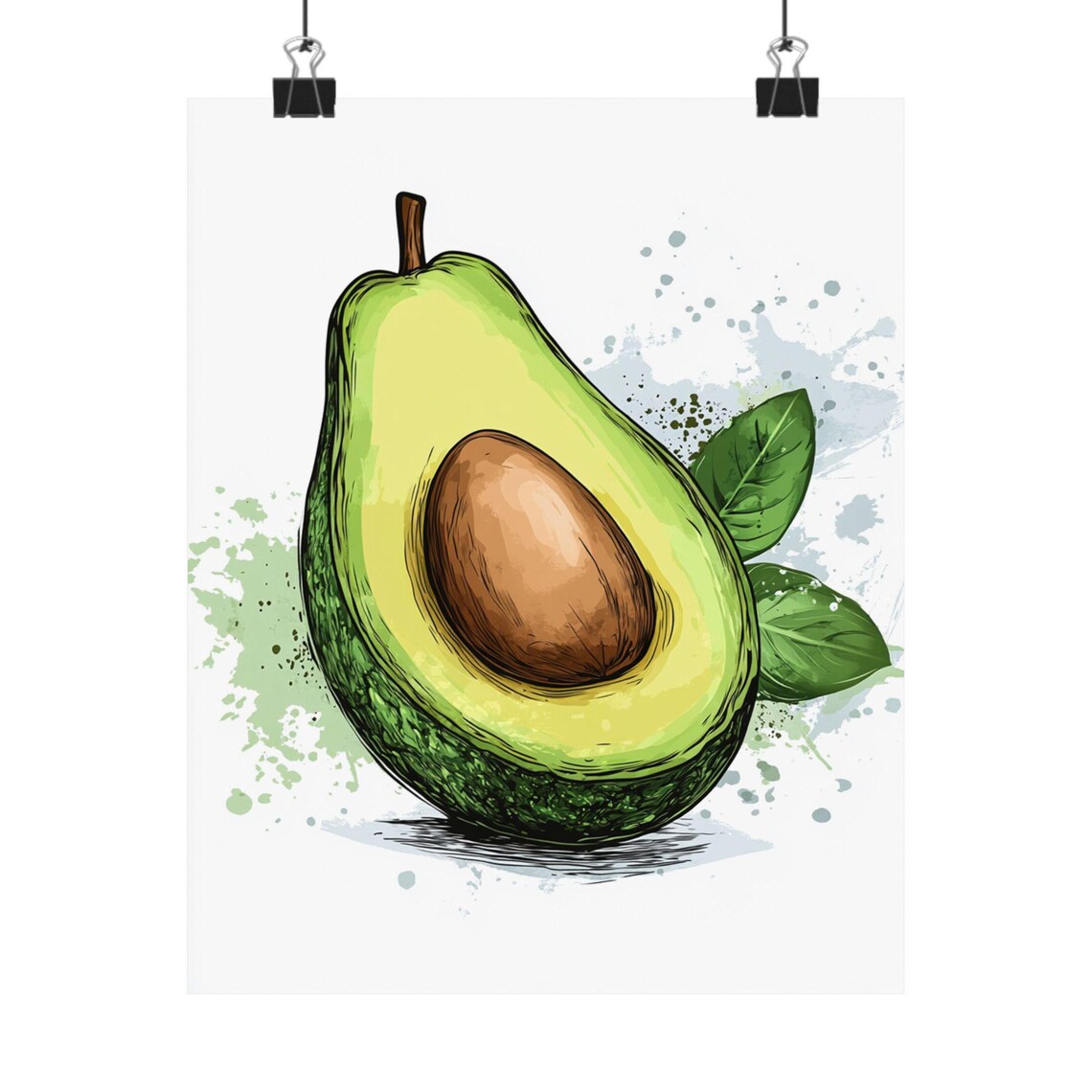 Avocado Art Print Kitchen Wall Decor Healthy Food Poster Modern Food Art Dining Room Decor Vegan Gift Avocado Illustration - Image 3