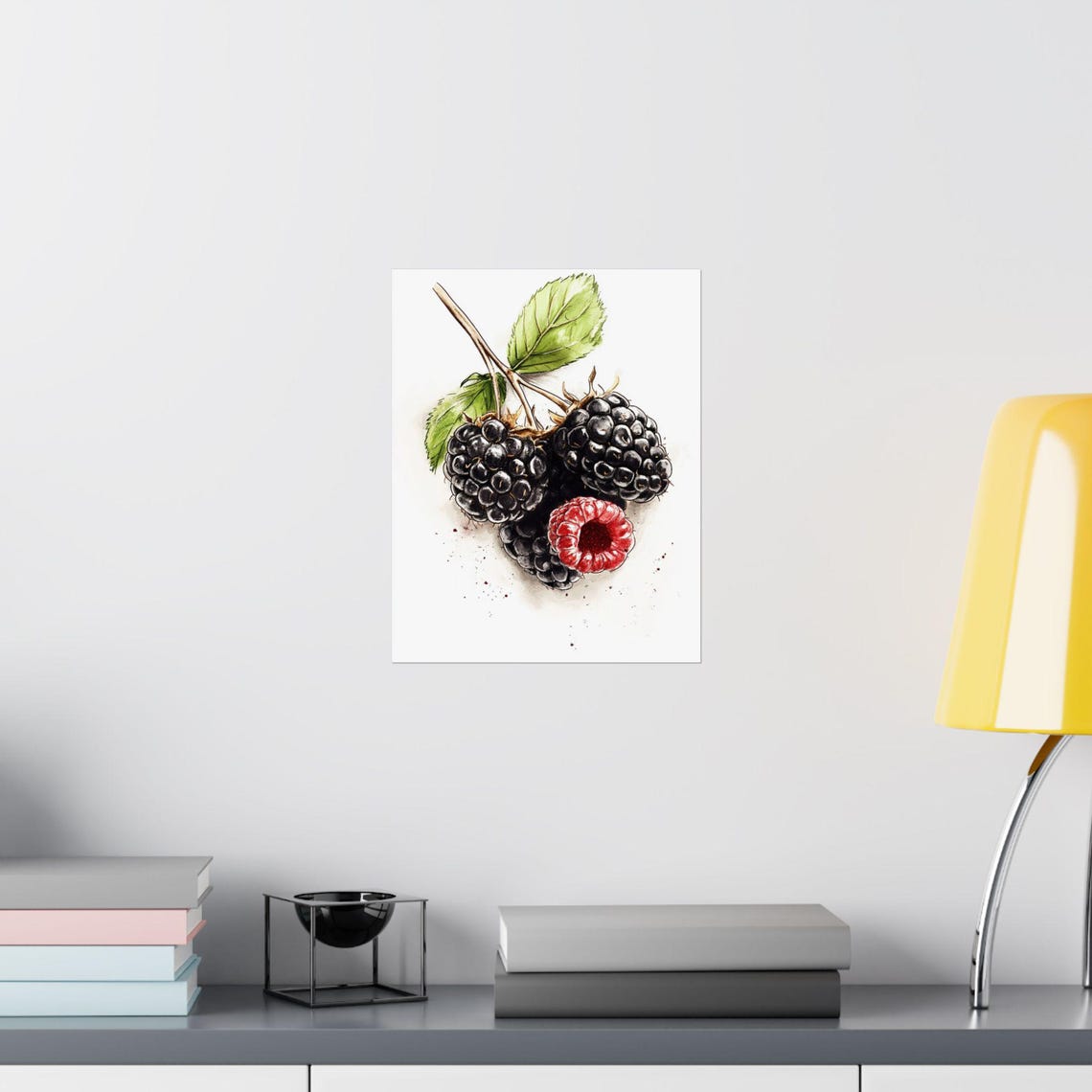 Blackberries With A Single Raspberry Watercolor Berry Fruit Poster - Image 2