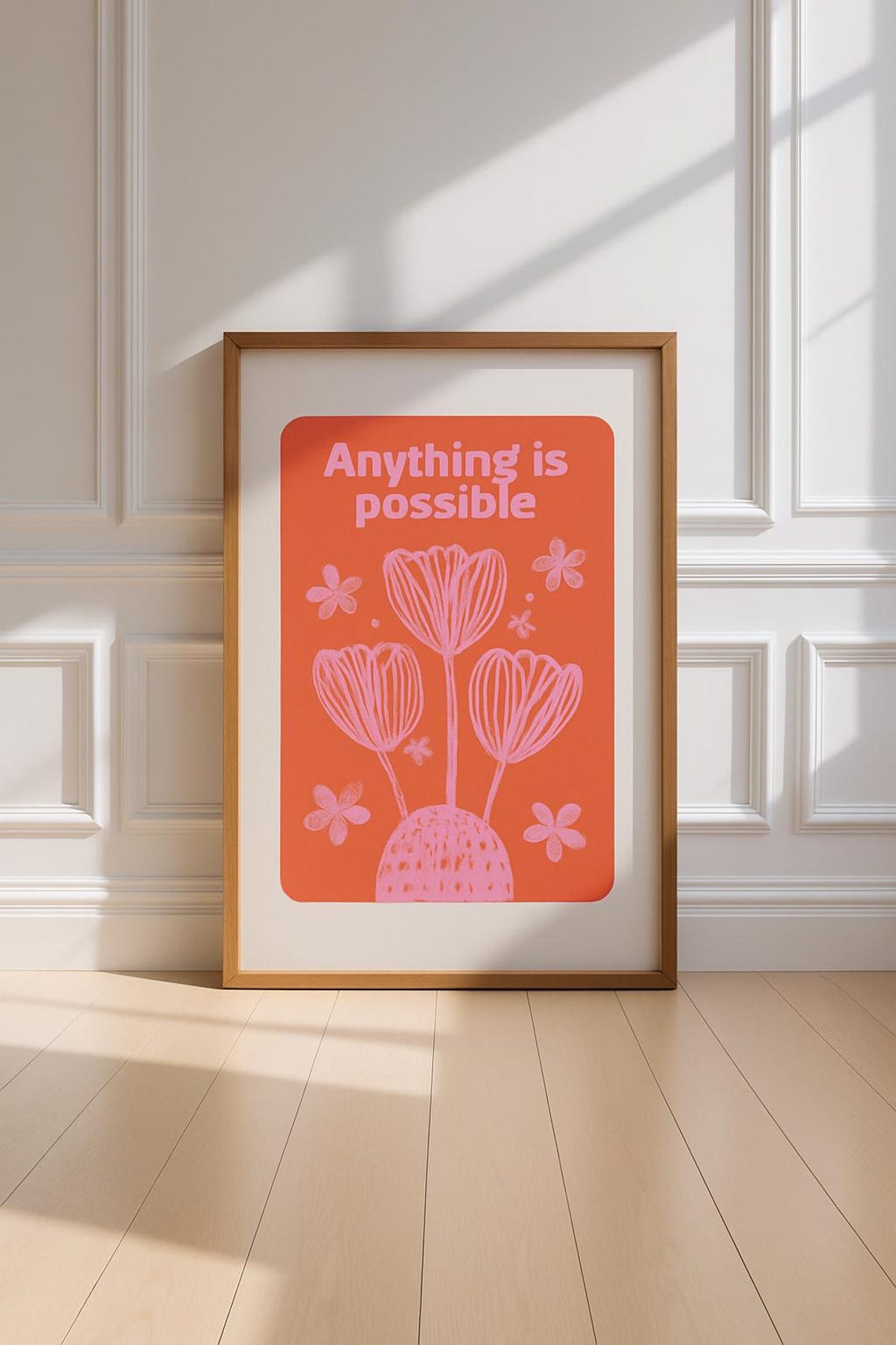 Anything Is Possible Retro Floral Wildflower Motivational Poster