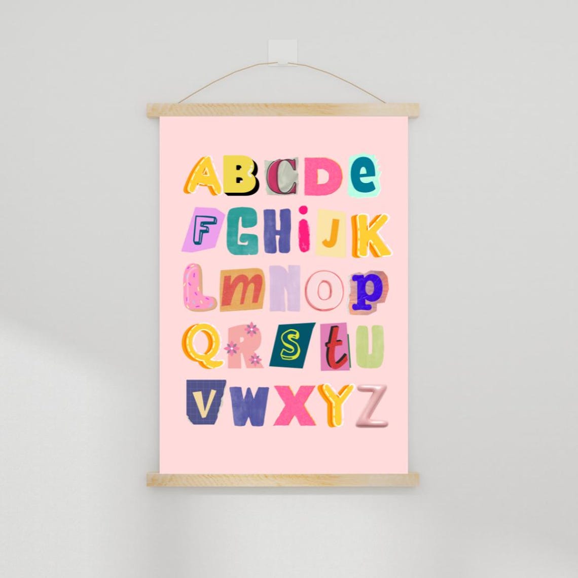 Girly Alphabet Poster Pastel Nursery Wall Art
