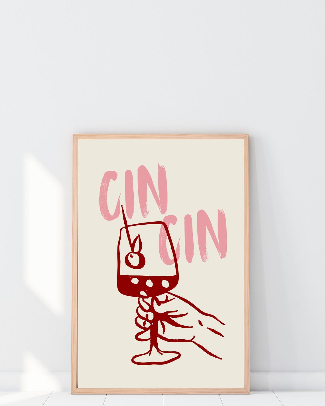 Cin Wine Art Print Funny Cheers Poster Kitchen Bar