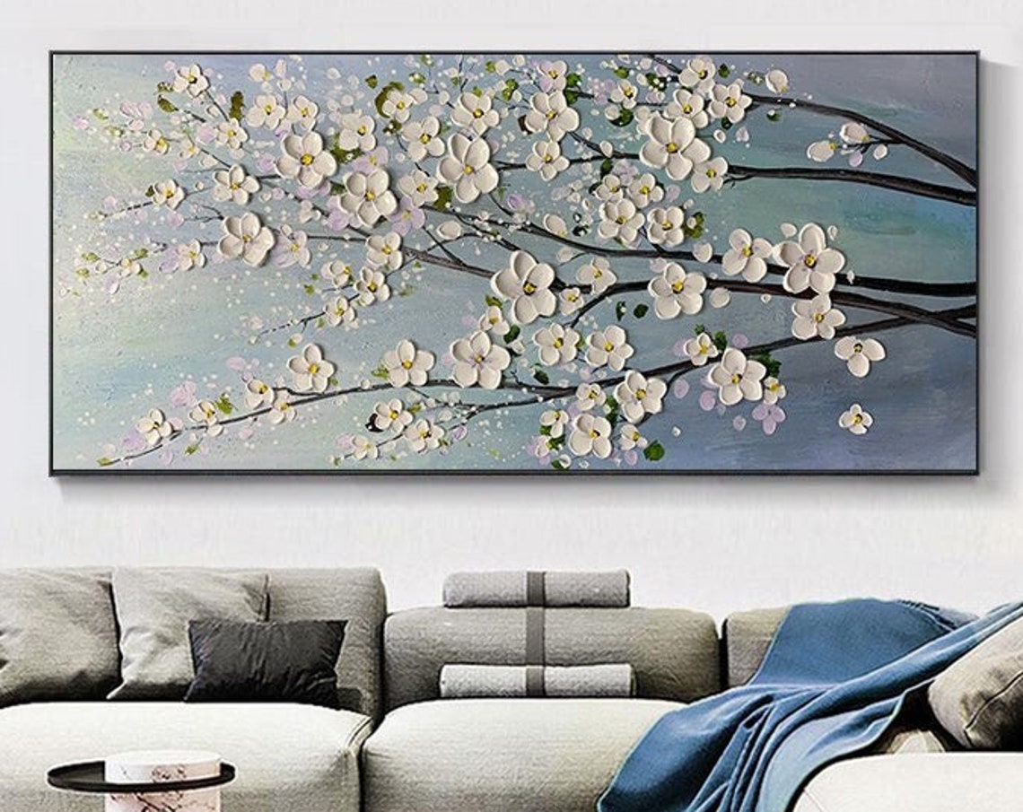 White Spring Blossoms Opening on Dark Branches Over Teal Poster - Image 6