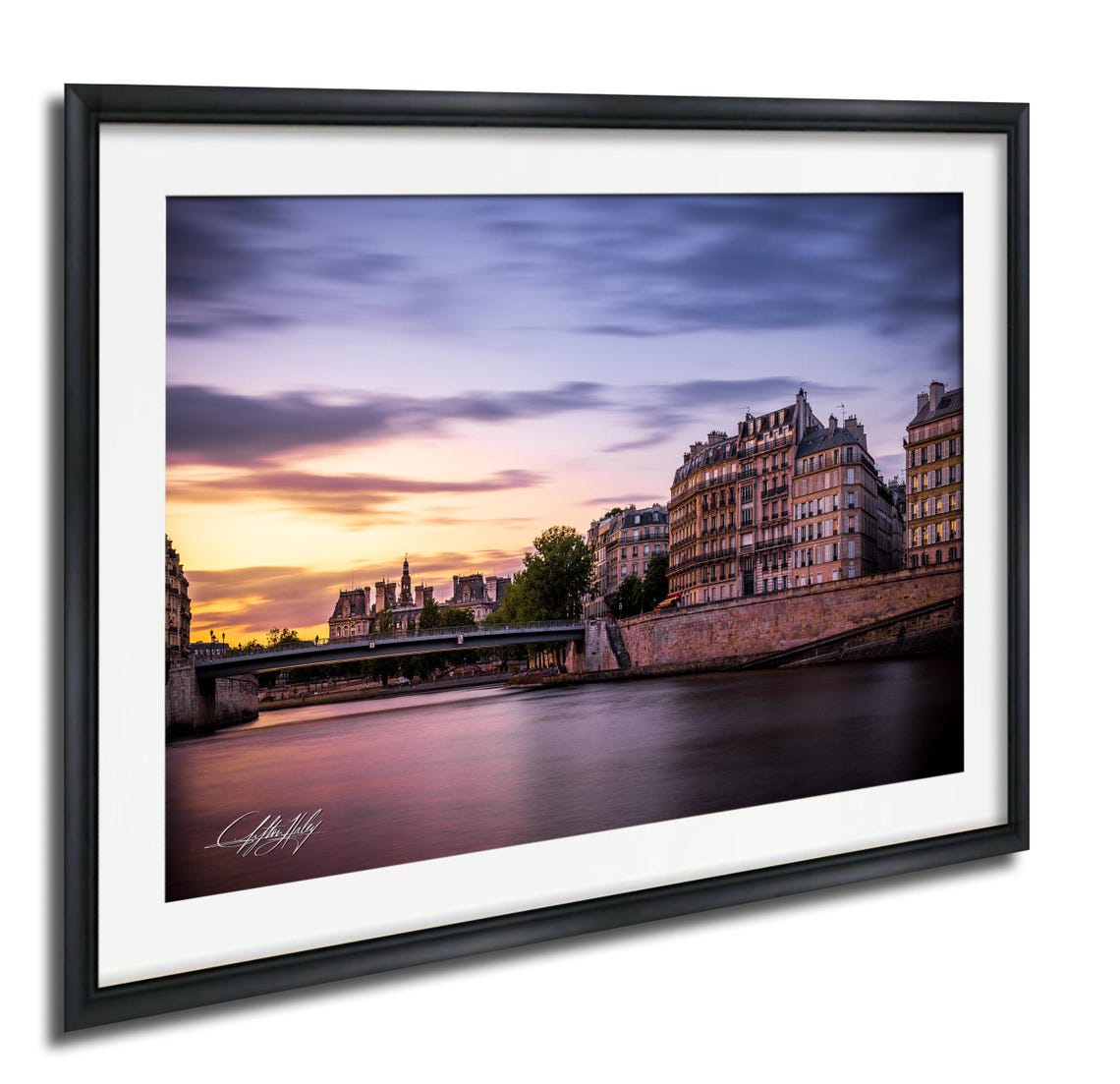 Pont Saint Louis Paris Romantic Seine Sunset Photo View Poster