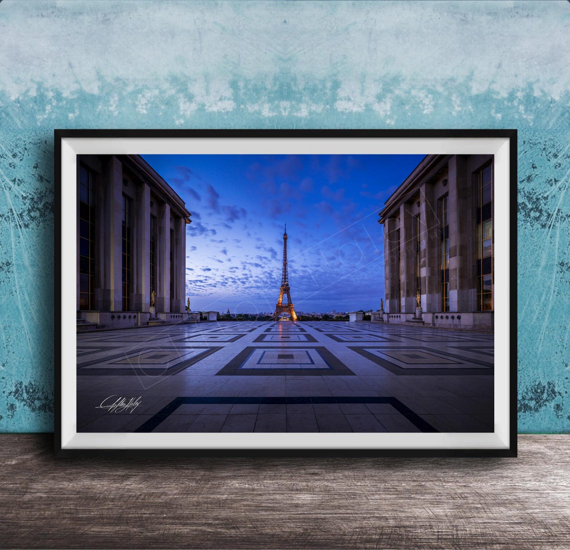 Eiffel Tower At Dawn Blue Hour Paris Landmark Fine Art Poster