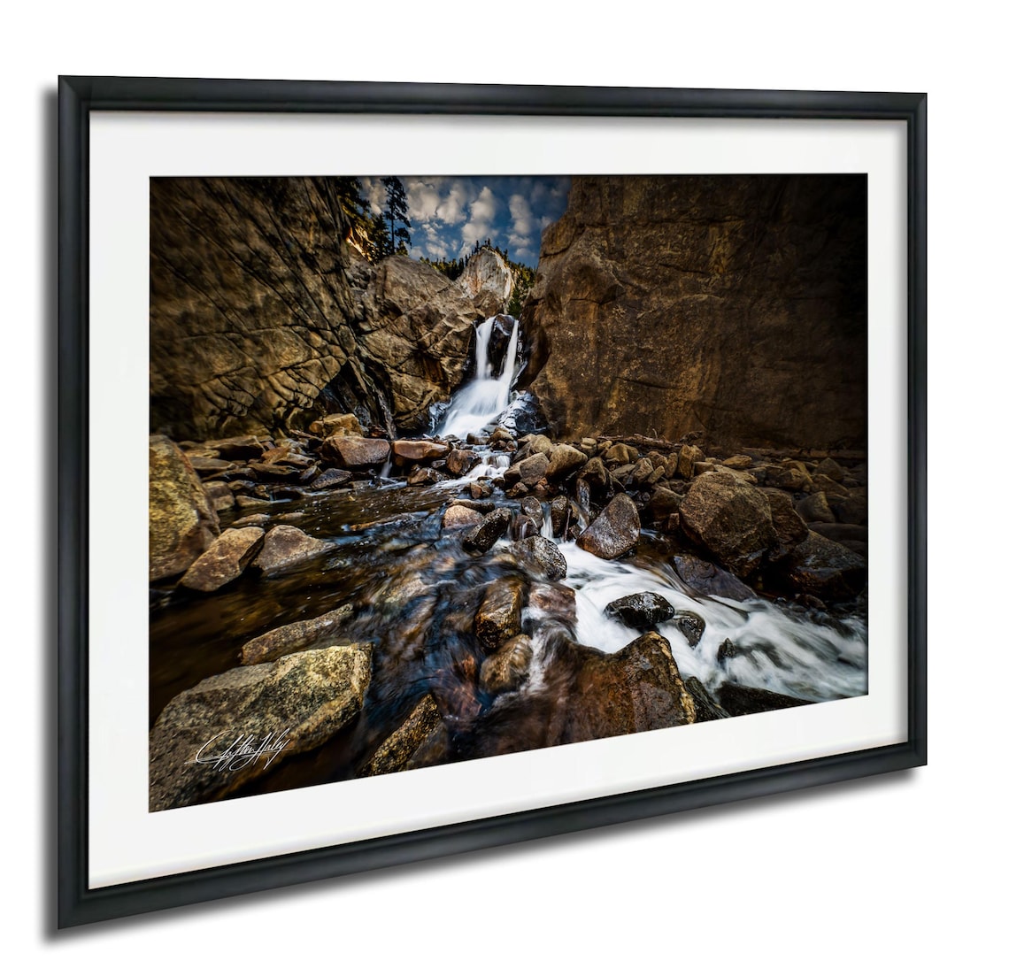 Waterfall Rocky Mountain Misty River Scene Art Print