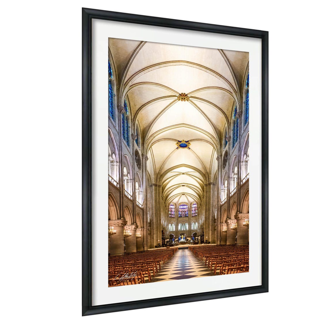 Notre Dame Paris Gothic Cathedral Interior Nave Photo Poster