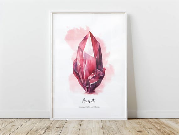 January Birthstone Print Garnet Wall Art Gemstone Decor Crystal Birth Stone Poster