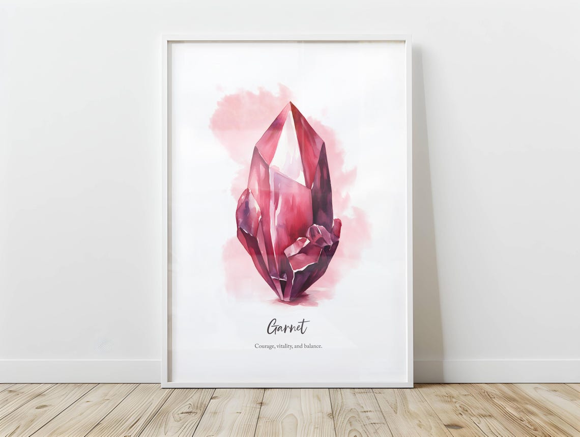 January Birthstone Print Garnet Wall Art Gemstone Decor Crystal Birth Stone Poster
