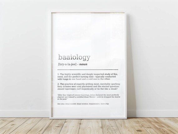 Funny Braaiology Definition Print South African Humor Dictionary Poster Wall Art