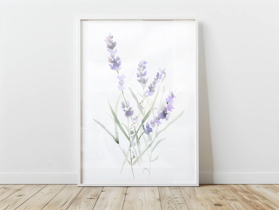 Watercolor Lavender Floral Wildflower Soft Purple Botanical Poster