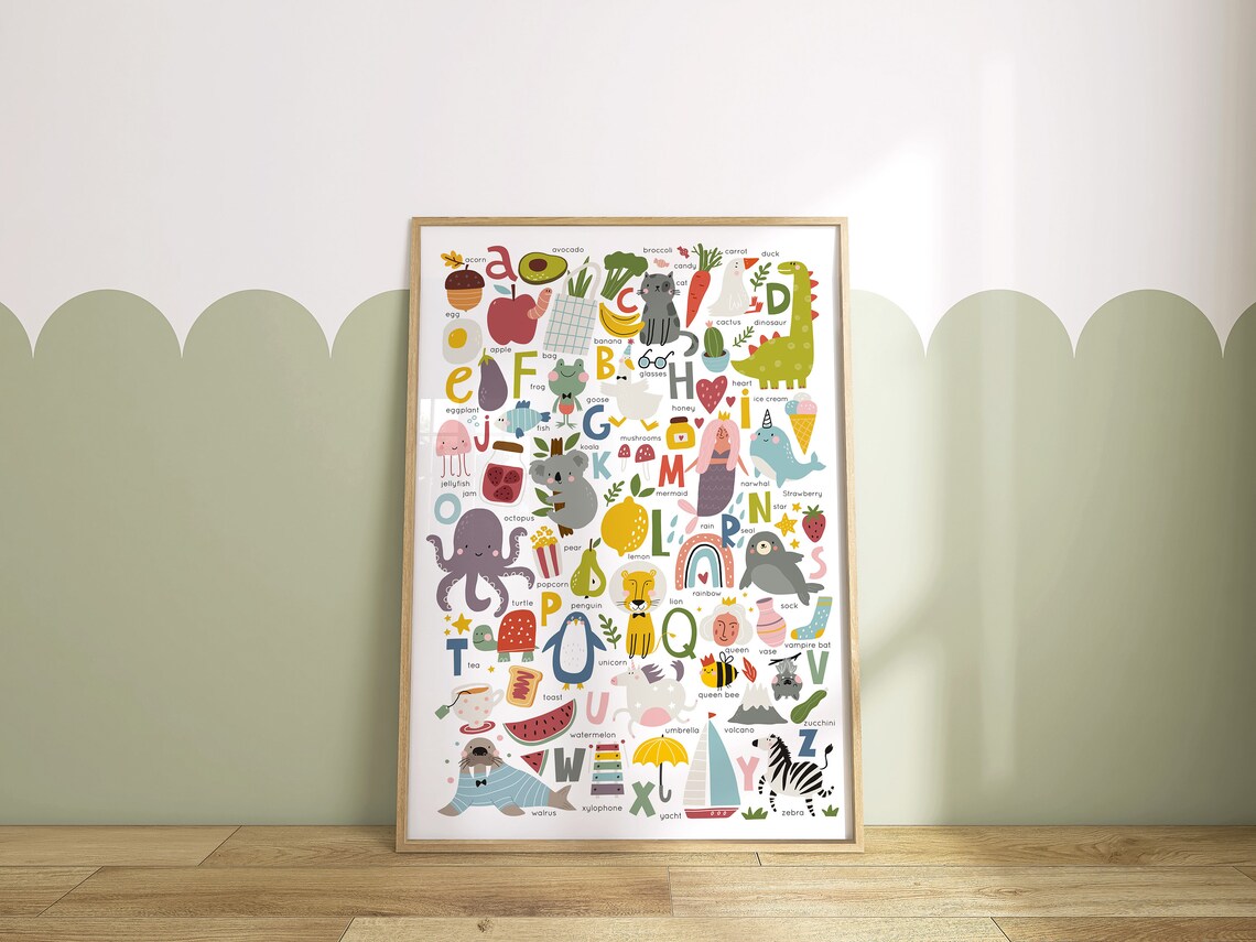 Alphabet Letters Print, Nursery and Kids Room