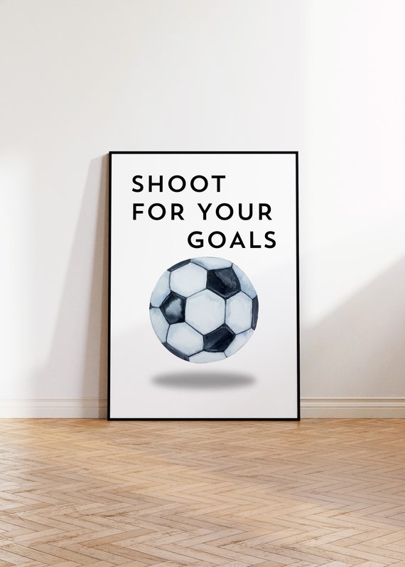 Football Watercolor Poster Shoot For Your Goals Unframed