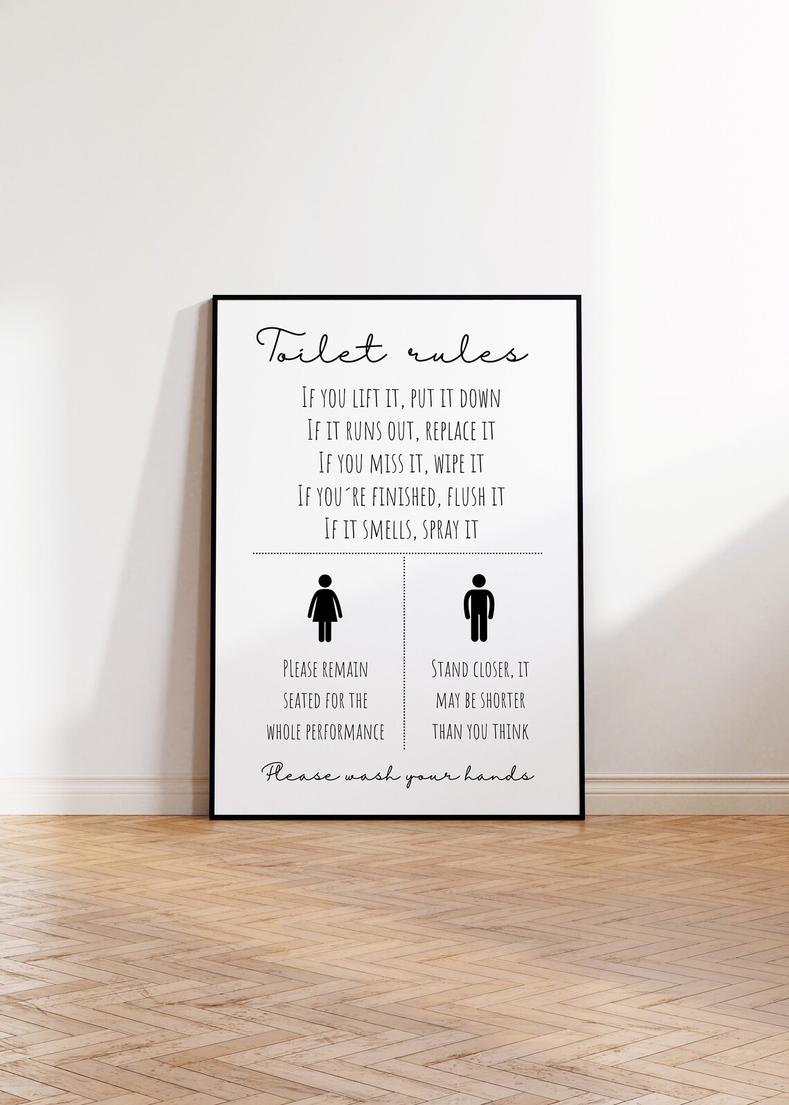Toilet Rules Funny Bathroom Wall Art Print