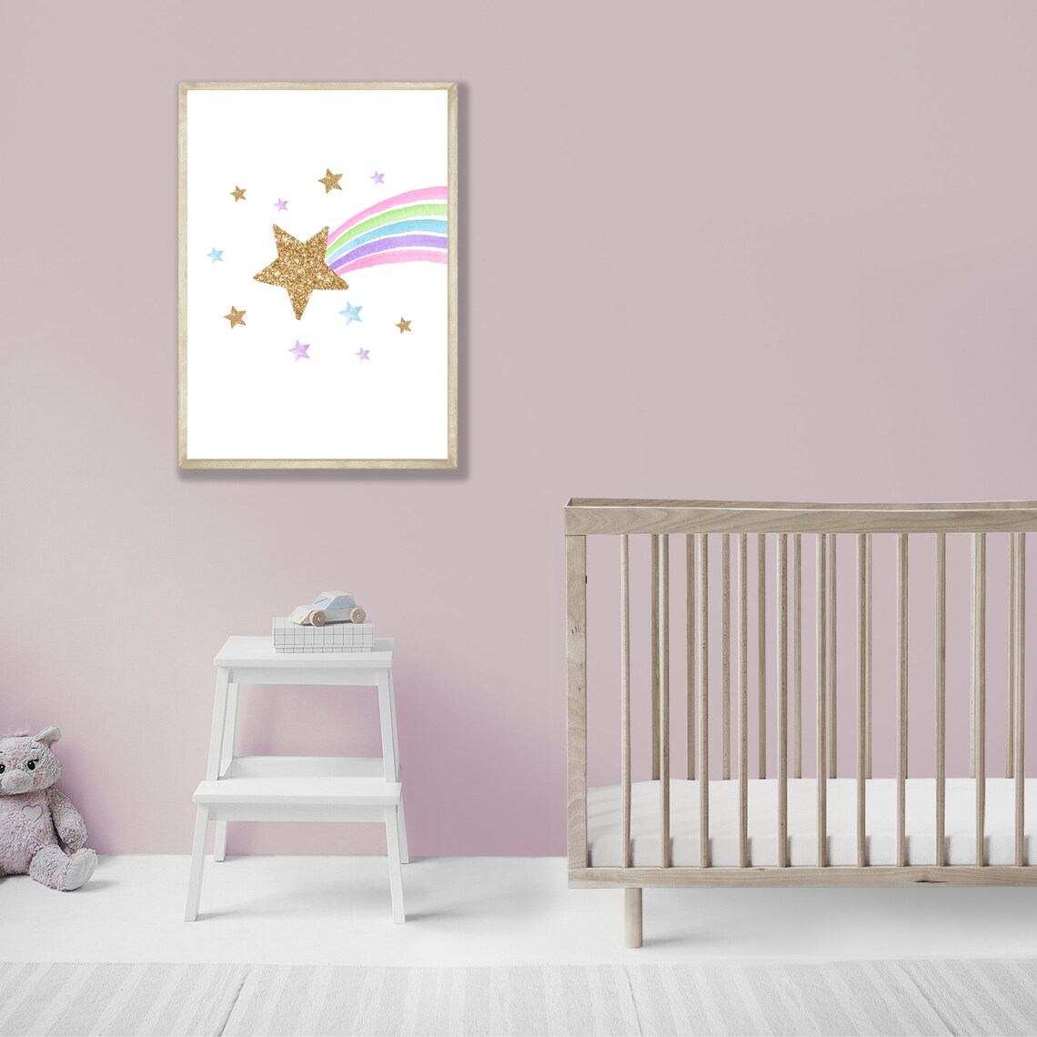 Unicorn Shooting Star Girls Bedroom Art Print - Image 2
