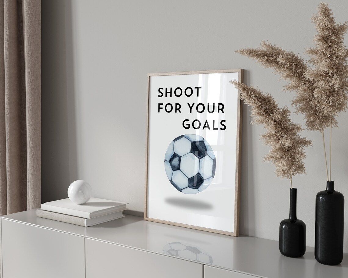 Shoot for Your Goals Watercolor Soccer Ball Kids Sports Poster - Image 2