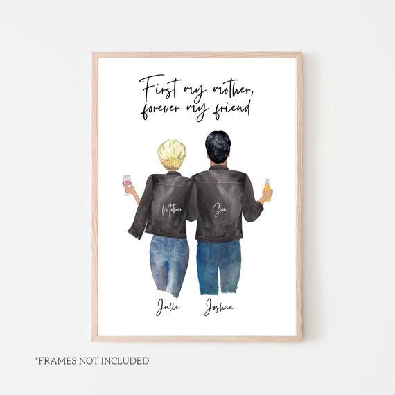 Mother and Son Art Print, Personalized Mum Gift
