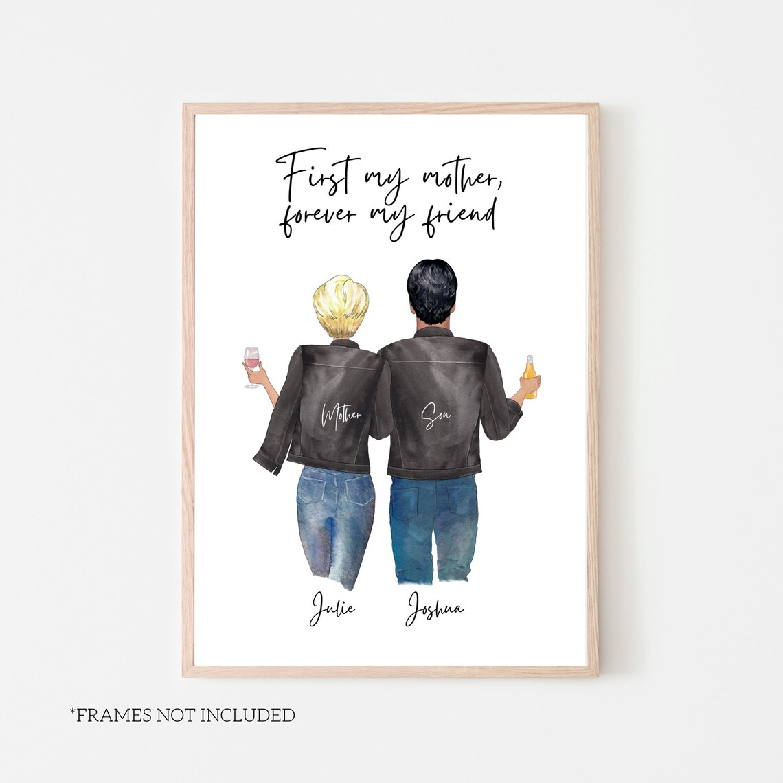 Mother and Son Art Print, Personalized Mum Gift