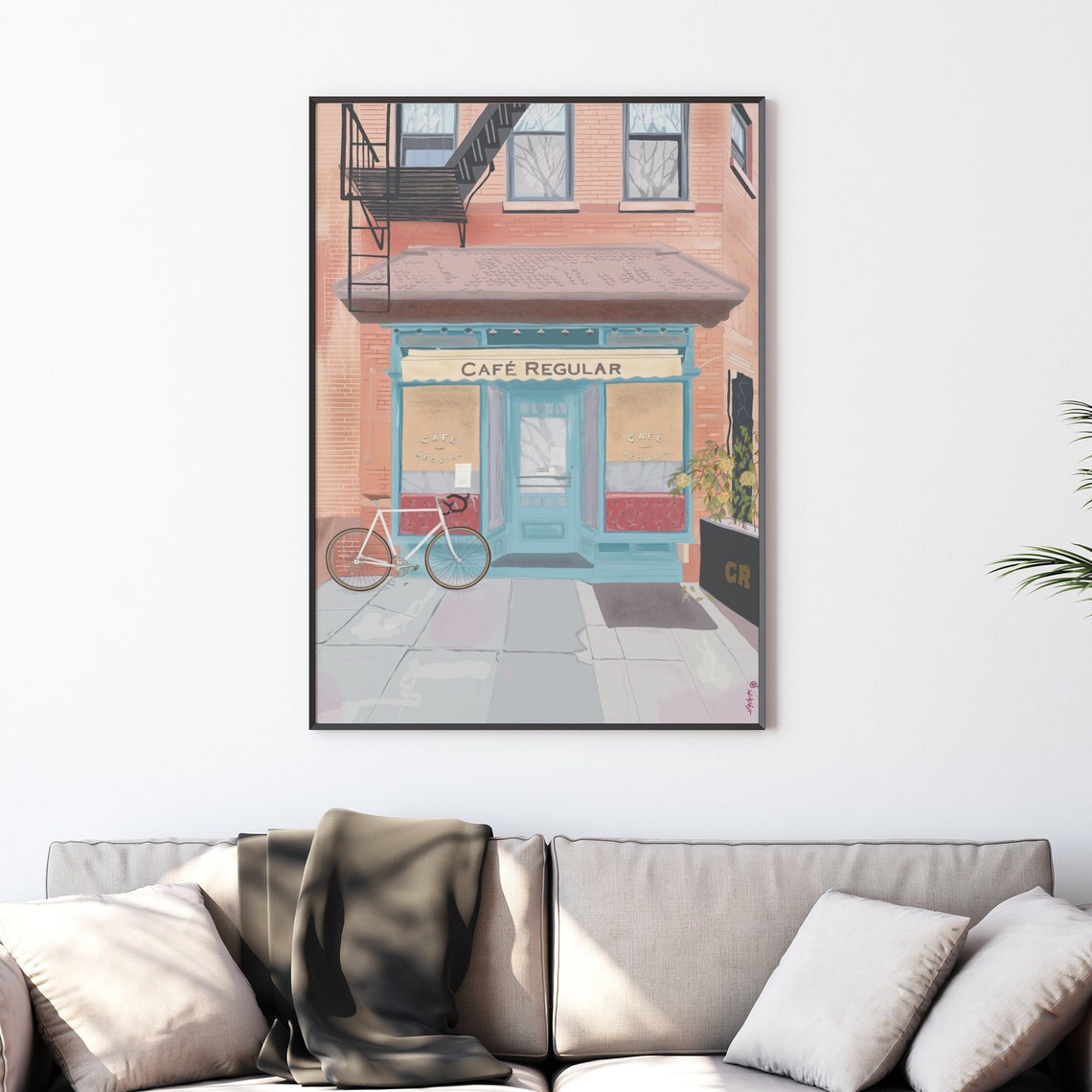 New York Illustration New York Coffeeshop Print Brooklyn Poster New York Print Greenwich Village Art New York City Wall Art - Image 2