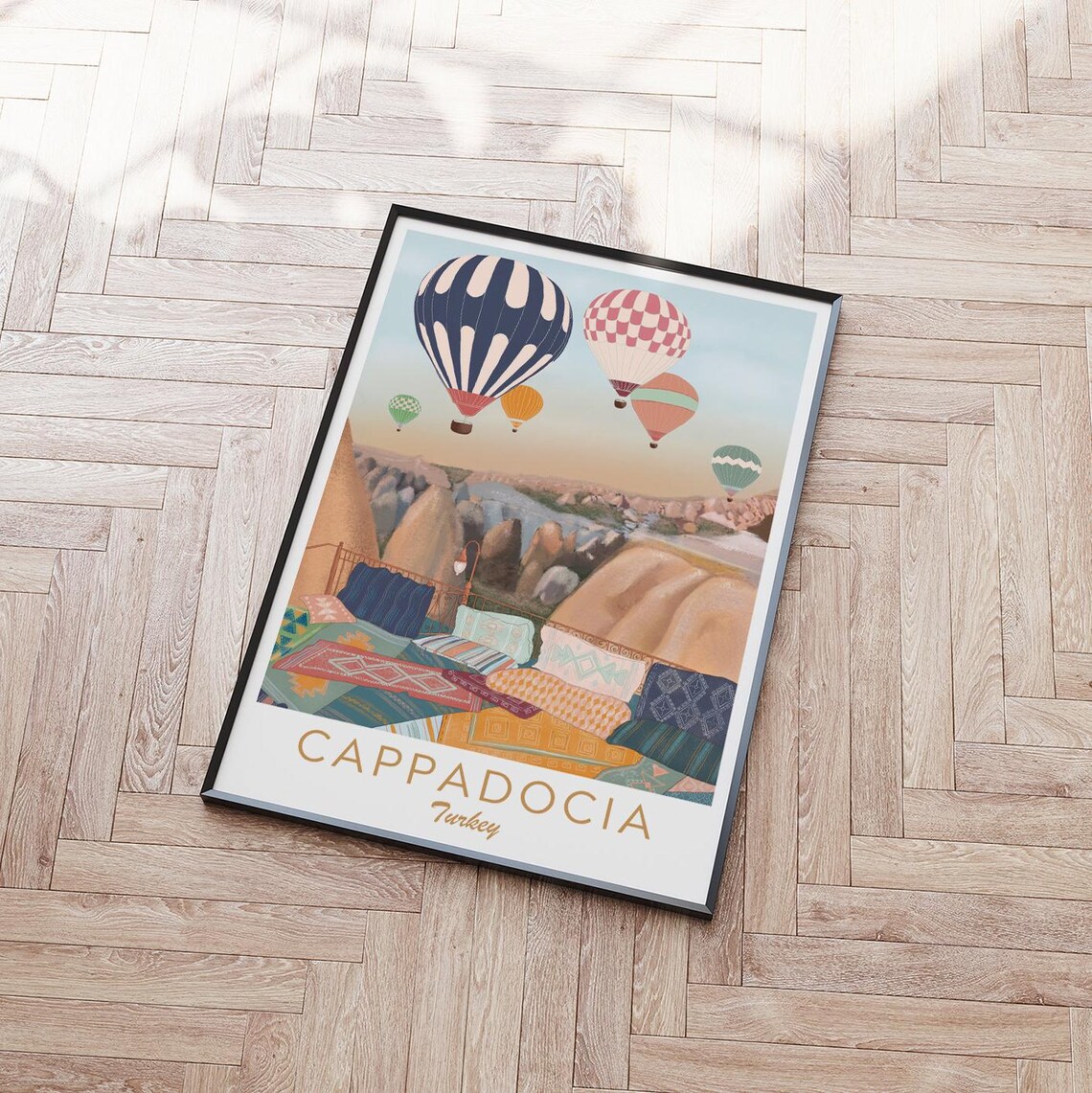 Cappadocia Turkey Hot Air Balloons Fairy Chimneys Travel Poster - Image 2