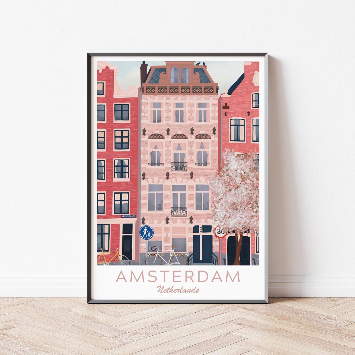 Amsterdam City Illustration Amsterdam Travel Poster Holland Travel Print Amsterdam Illustration Holland Poster Amsterdam Holiday Gift - Image 4