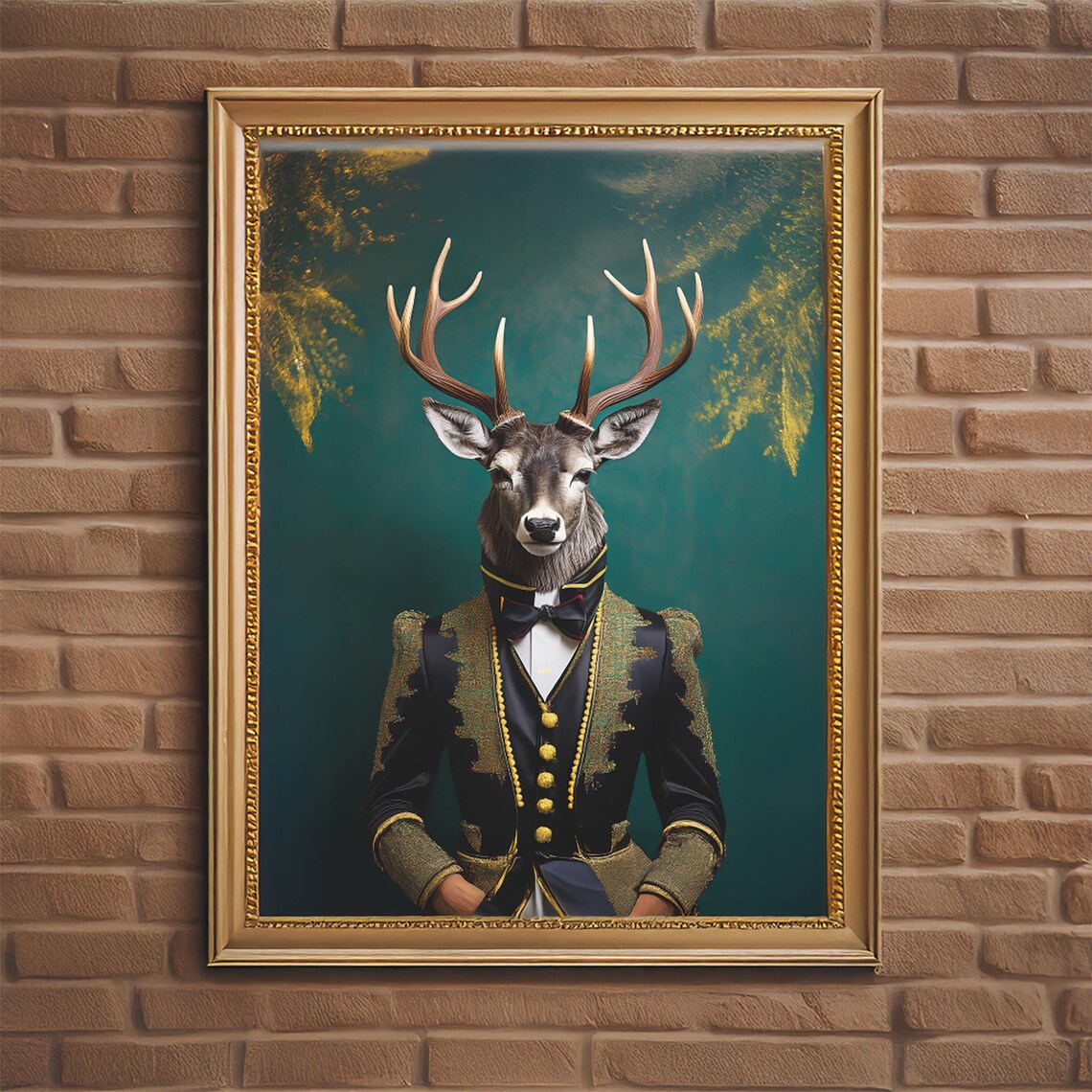 Regal Stag Antlers Formal Jacket Portrait Luxury Wildlife Art Poster