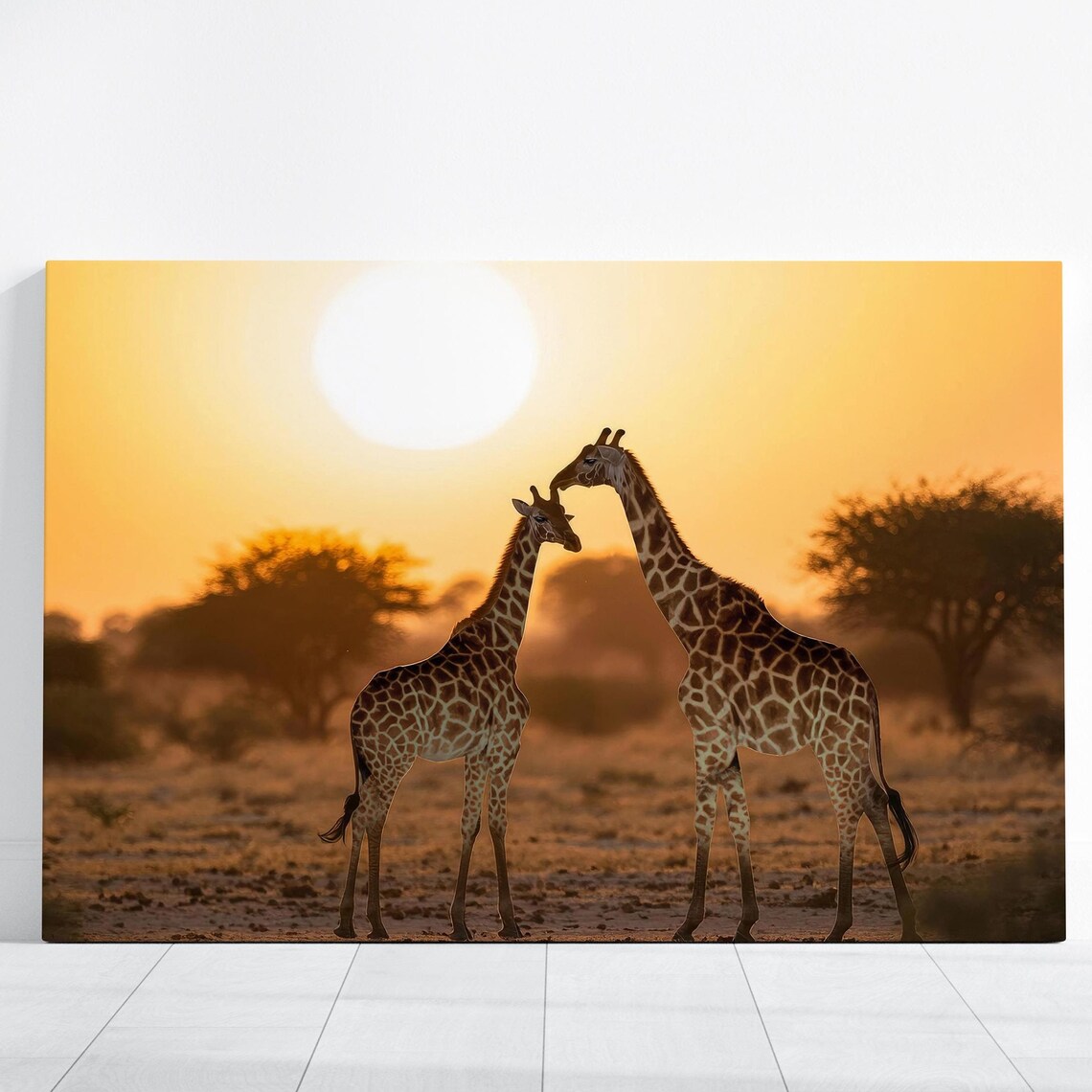 Giraffe Couple, Romantic Cute Animal Art Print