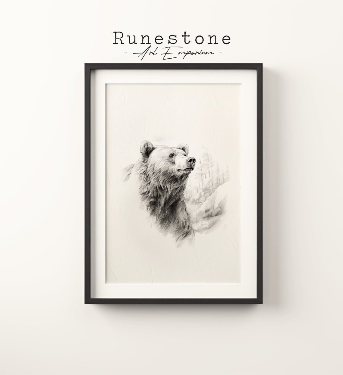 Vintage Bear Sketch Print Hand Drawn Wall Art Minimalist Neutral Nursery