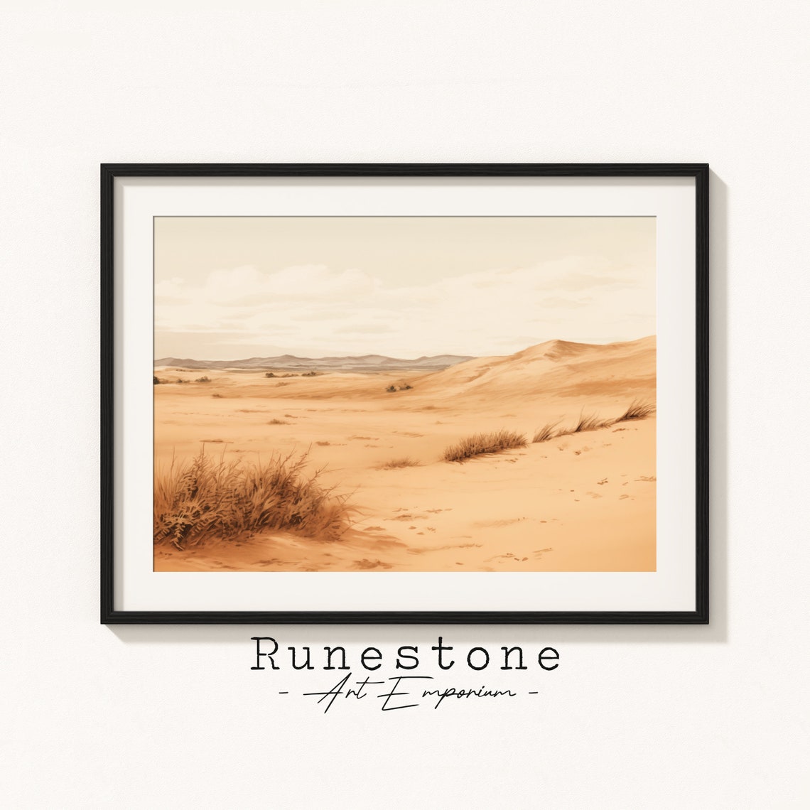 Sand Dunes Desert Sepia Sketch Vintage Landscape Minimalist Poster