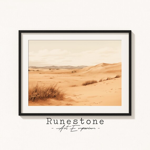 Sand Dunes Desert Sepia Sketch Vintage Landscape Minimalist Poster