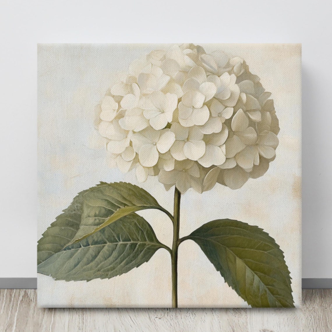 White Hydrangea Bloom Vintage Botanical Painting Print Poster