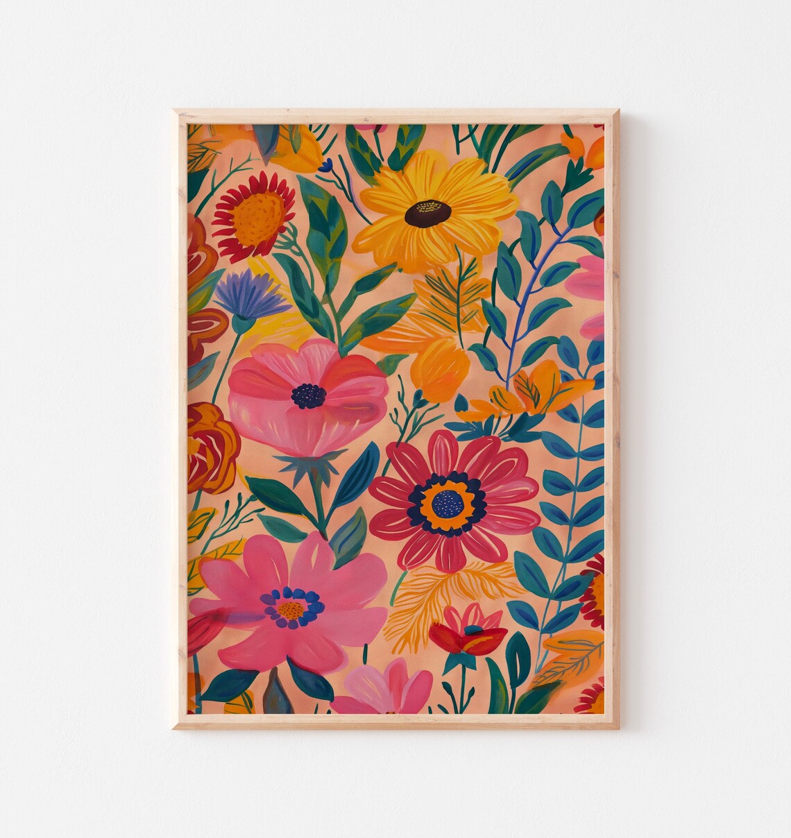 Tropical Floral Pattern Vibrant Hibiscus Coral Background Art Poster - Image 2